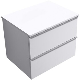 CERANO - Koupelnová skříňka Velora - bílá matná, úchytka chromová + deska pod umyvadlo Navira Slim - 18 mm - 70x54,8x46,5 CER-664735