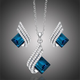 Stříbrná souprava šperků Swarovski Elements Marisa Blue, stříbro 925/1000, Modrá 40 cm + 5 cm (prodloužení)