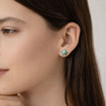 Stříbrné pozlacené náušnice Mořská Hvězdice - stříbro 925/1000, Tyrkysová