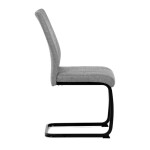 Židle jídelní, stříbrná látka, černé kovové nohy