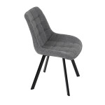 Židle jídelní, šedá látka, nohy černý kov
