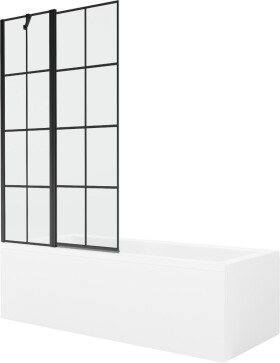 MEXEN/S - Cubik obdélníková vana 150 x 70 cm s panelem + vanová zástěna 100 cm, černá vzor 550315070X9410117077