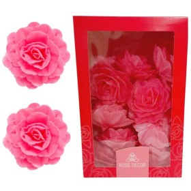 Dekorace oplatková - Růže velká 55 mm, fuksiová, 15 ks