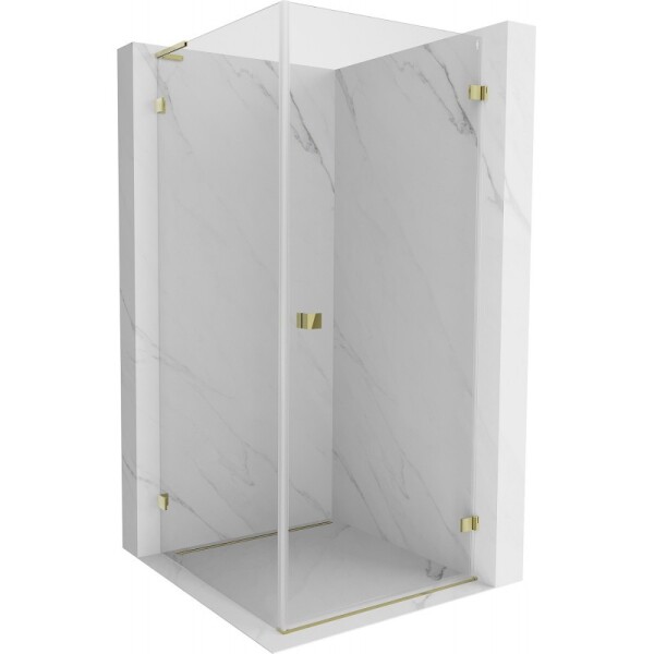 MEXEN/S - Lunar-B L sprchový kout dveře křídlové pravá 90 x 90, transparent, zlato 832L-090-090-50-00-P