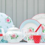 GREEN GATE Latte cup Alivia White 300 ml, červená barva, porcelán 300ml