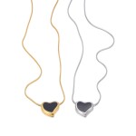 Náhrdelník s elegantním černým srdcem, Stříbrná 41 cm + 5 cm (prodloužení)