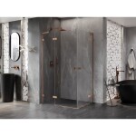 MEXEN/S - Lunar L Duo sprchový kout dveře křídlové 95 x 85, transparent, měď kartáčovaná 834L-095L-085P-65-00