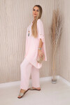 Sada halenky + kalhot s přívěskem světle pudrově růžová UNI