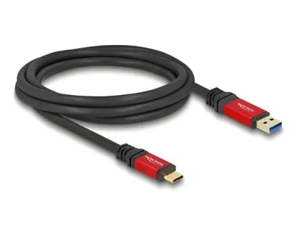 Delock USB-A - USB-C černá, červená / Kabel / USB 3.2 Gen 2 (10 Gbit/s) / 2 m (80618)