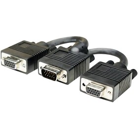 Manhattan VGA Y kabel VGA pólové Zástrčka, VGA pólové zásuvka, VGA pólové zásuvka 0.15 m černá 304559 lze šroubovat VGA kabel