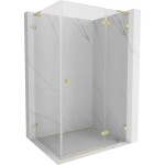 MEXEN/S - Lunar L sprchový kout dveře křídlové pravá 70 x 90, transparent, zlato kartáčovaná 834L-070-090-55-00-P