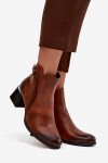 Kožené dámské boty na podpatku s vyhříváním Zazoo 60563 hnědé 37