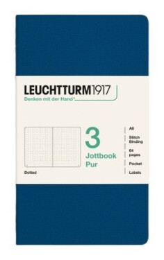 Zápisník Jottbook pur A6, 64l, tečkovaný, Indigo, 3ks