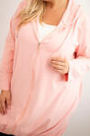 Dámská mikina Plus Size bavlněná s kapucí a zipem pudrově růžová UNI