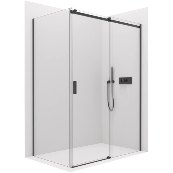 CERANO Sprchový kout Santoro L/P - 8 mm - černá matná, transparentní sklo - 130x100x195 cm - posuvný