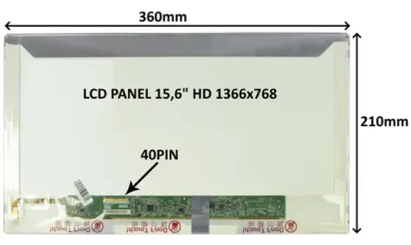 15,6" SIL LCD panel HD lesklý / Náhradní díl / 40 PIN / šroubování z boků / LED (77024194)