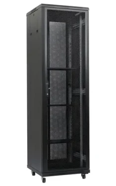XtendLan 47U/600x600 černý / Stojanový rozvaděč / 19" / perforované dveře a záda (PER-47U-66-BLACK-P)