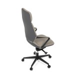Kancelářské křeslo, šedá ekokůže, houpací mechanismus s aretací ve 4 polohách, kovový kříž, kolečka pro tvrdé povrchy