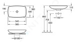 VILLEROY & BOCH - Loop&Friends Umyvadlo na desku, 585x380 mm, bez přepadu, bez otvoru pro baterii, CeramicPlus, alpská bílá 515401R1