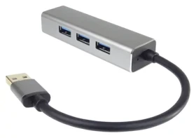 PremiumCord USB 3.0 HUB 4-portový stříbrná / USB hub / 4x USB 3.0 / 5 Gbps (ku3hub4e)