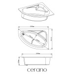 CERANO - Vana akrylátová Leona - asymetrická - pravá - bílá - 150x99,5x42 CER-006336