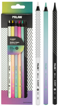 Milan Milan, 071522206, Sunset, sada pastelek v černém dřevě, 6 ks