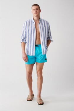 Avva Men's Turquoise Quick Dry Standard Size Plain Swimwear Marine Shorts