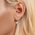 Stříbrné náušnice s perlou Paloma MOISSANITE + CERTIFIKÁT, Bílá certifikát GRA, hadřík na čištění stříbra, dárková krabička