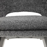 Židle jídelní, šedá látka, kovové nohy, broušená nerez.