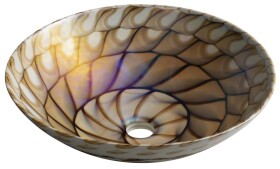 SAPHO - CARAIBI MURANO skleněné umyvadlo na desku, průměr 41cm, ivory/hnědá YM1236