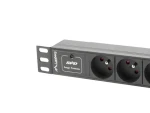 Lanberg černá / Zásuvková lišta / 10" / 1U / 3x zásuvka / 10A / C14 / 2m (PDU-03E-0200-IEC-BK)
