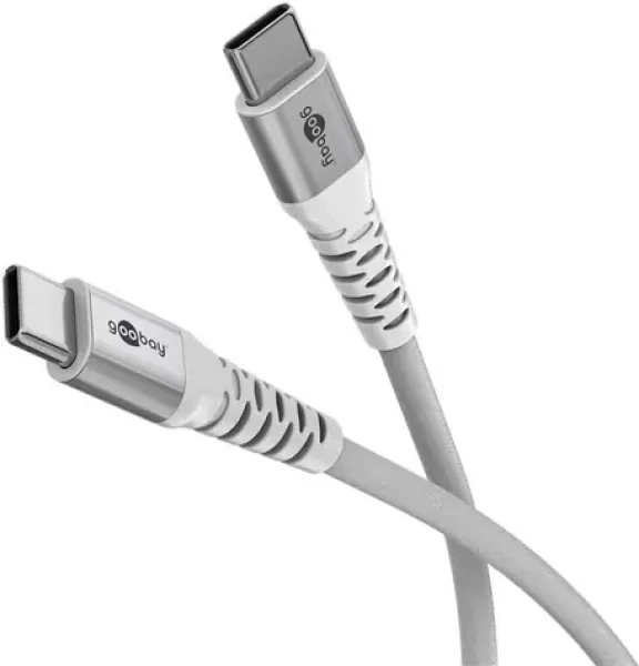 Goobay Supersoft bílá / Datový kabel USB-C / Textilní opletení / Kovové konektory / 2 m (70194)