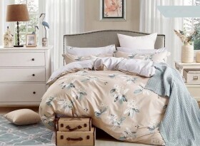 Béžové oboustranné ložní povlečení s motivem květin Šířka: 200 cm | Délka: 220 cm 2ks 70x80 cm (standard zdarma) Šířka: 200 cm | Délka: 220 cm