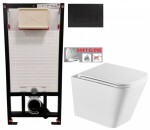 DEANTE Podomítkový rám, pro závěsné WC mísy + SLIM tlačítko černé + WC INVENA FLORINA /VÍROVÉ SPLACH/ WITH SOFT, včetně soft/close sedátka CST_WC01 N51P FL1