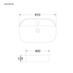 Mereo Umyvadlo na desku bez přepadu, Lota, 610x400x120 mm, keramické UC614012O