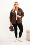 Dámská mikina Plus Size rozepínací na zip hnědá UNI