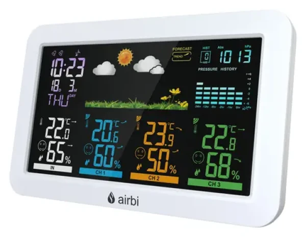 Airbi HOME / Vnitřní jednotka meteostanice / 433 MHz / max. 3 čidla / USB-C