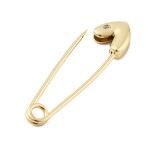 Kovová brož - Špendlík se srdcem s kubickým zirkonem - pozlaceno 18K zlatem - 39 × 10 mm - 1 ks