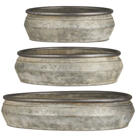 Ib Laursen Plechový obal na květiny Bowl Urban Garden M, šedá barva, kov