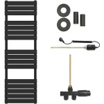 CERANO Koupelnový radiátorový set Claude - kombinované vytápění, termo tyč - boční jednobodové připojení - 600W - černá matná - 1600x500 mm