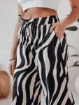 Dámské pruhované kalhoty se širokými nohavicemi ZEBRAVIBE UY2653 béžovo-černé - FashionStreet XL