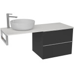 CERANO - Koupelnová skříňka Velora - černá matná, úchytka chrom + deska pod umyvadlo z lit. mramoru Elanys - 12 mm + konzole chrom - 120x54,2x46,5 CER-679359