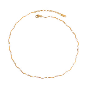 ELENYS Wave Chain – pozlacený náhrdelník 18K žluté zlato Délka: 40+5 cm / max. 45 cm