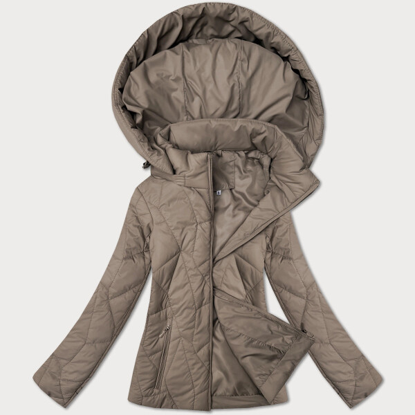 Tenká béžová dámská prošívaná bunda s kapucí J Style (16M9250-62) odstíny béžové S (36)