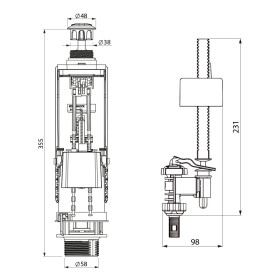 SAPHO - Splachovací souprava s DUAL tlačítkem, spodní napouštění 1/2", chrom SSUV25