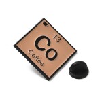 Kovová brož - Coffee (Co) - 26,5 × 26,5 mm - 1 ks
