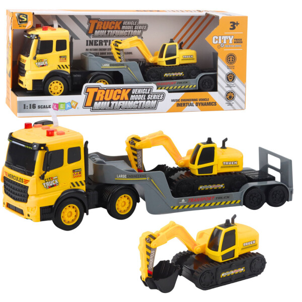 Mamido Nákladní vůz s bagrem Caterpillar otočný o 360° 1:16 žlutý