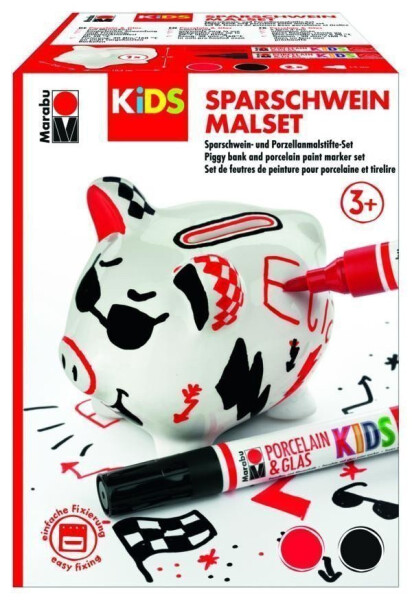 Marabu KiDS Porcelain Glas Painter - sada prasátko pokladnička