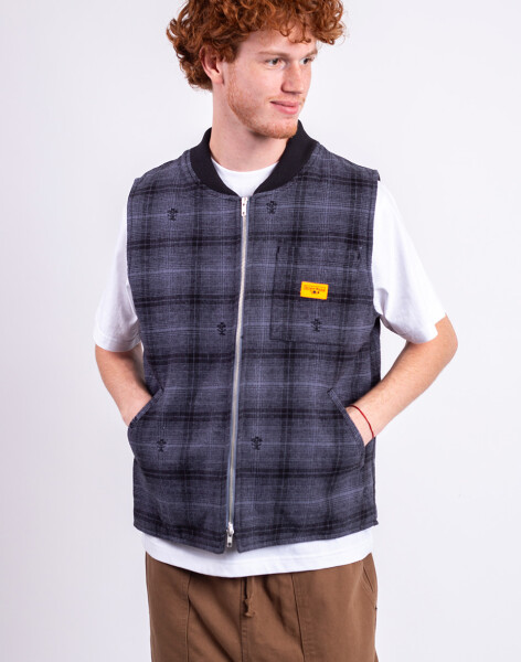 Service Works Thistle Plaid Padded Work Vest BLACK L