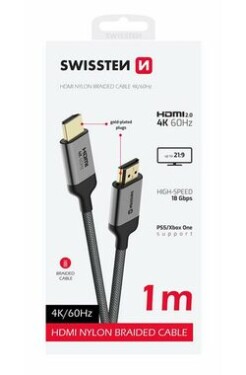 SWISSTEN HDMI 2.0 kabel 1m černá / 4K / 18 Gbps / pozlacené konektory (75501101)